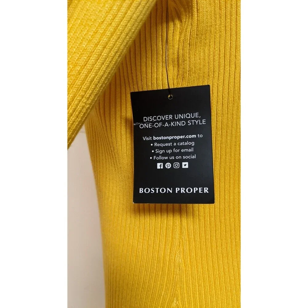 NWT~BOSTON PROPER Women's Marigold Yellow Viscose Blend Turtleneck Sweater M